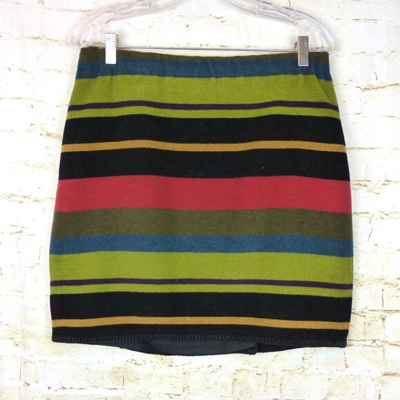 VTG Ann Taylor Skirt Womens M Southwestern Serape Striped Print Wool Boho 70s - Picture 2 of 10